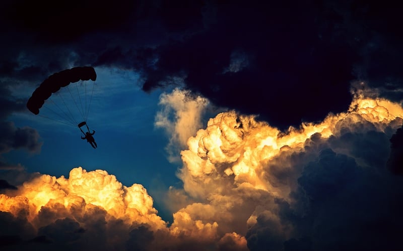 Skydiving over stunning landscape